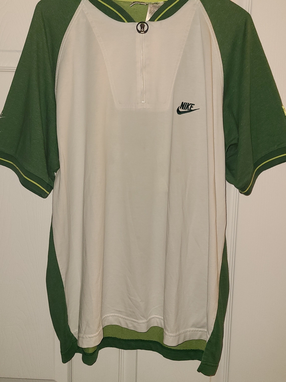 Nike Men’s Vintage Green and White Short Sleeve Polo Sz L